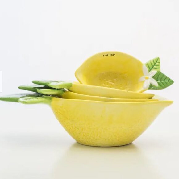 NWT TEN STRAWBERRY STREET 4pk Dolomite Lemon Measuring Cups - Picture 2 of 14